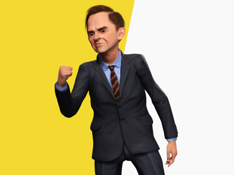 Wütender Chef mit Anzug und Krawatte stilisierter Cartoon-3D-Geschäftsmann 3D Modell