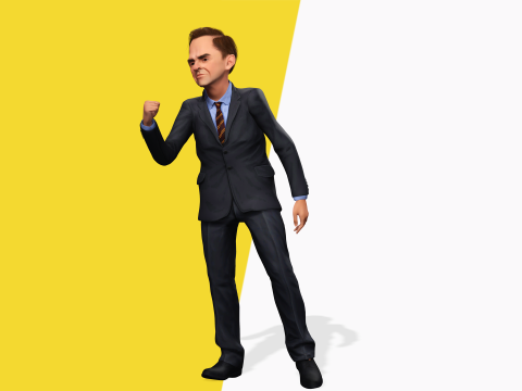 Wütender Chef mit Anzug und Krawatte stilisierter Cartoon-3D-Geschäftsmann 3D Modell