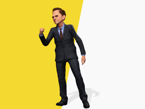 Angry Boss with Suit and Tie Stylized Cartoon 3D Businessman 3D Model