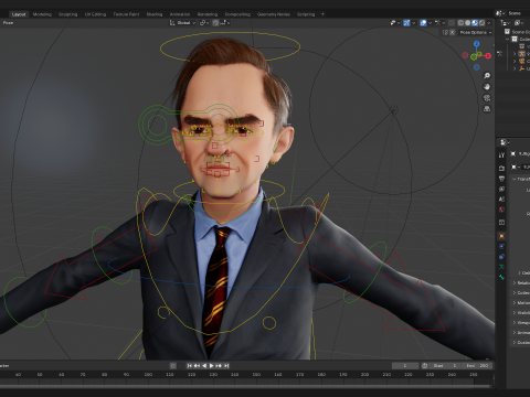 Wütender Chef mit Anzug und Krawatte stilisierter Cartoon-3D-Geschäftsmann 3D Modell