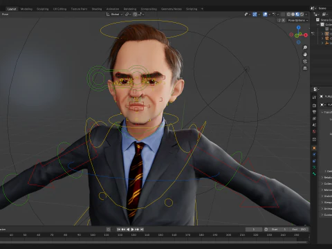 Angry Boss with Suit and Tie Stylized Cartoon 3D Businessman 3D Model