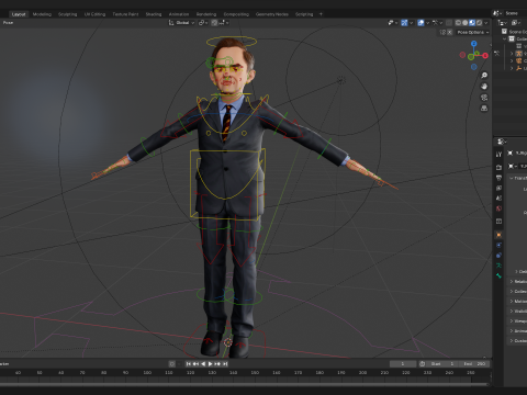 Wütender Chef mit Anzug und Krawatte stilisierter Cartoon-3D-Geschäftsmann 3D Modell