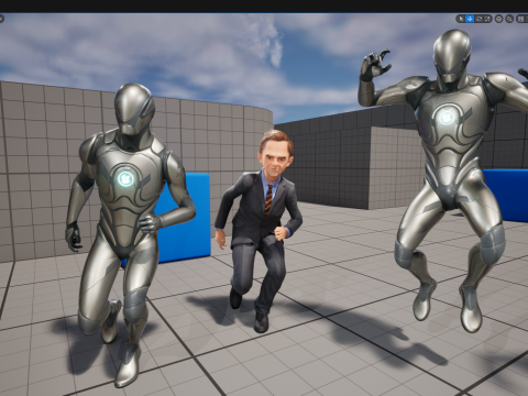 Wütender Chef mit Anzug und Krawatte stilisierter Cartoon-3D-Geschäftsmann 3D Modell