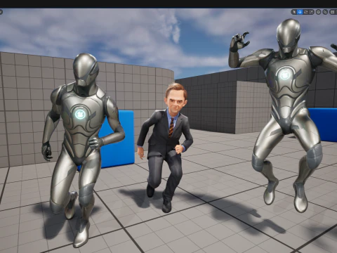 Angry Boss with Suit and Tie Stylized Cartoon 3D Businessman 3D Model