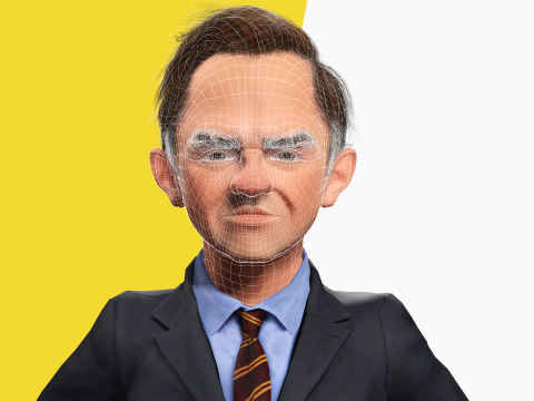 Wütender Chef mit Anzug und Krawatte stilisierter Cartoon-3D-Geschäftsmann 3D Modell