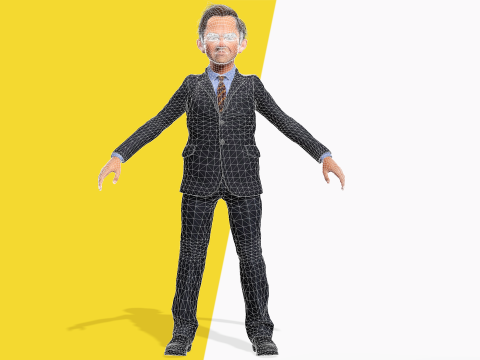 Wütender Chef mit Anzug und Krawatte stilisierter Cartoon-3D-Geschäftsmann 3D Modell