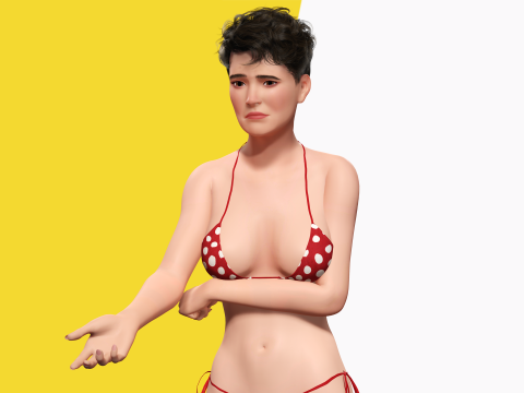 Short Hair Bikini Model Stylized 3D Female Character 3D Модель