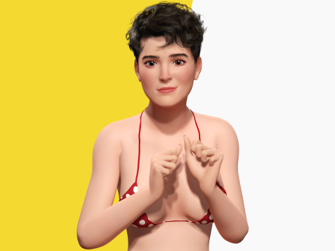 Short Hair Bikini Model Stylized 3D Female Character 3D Модель