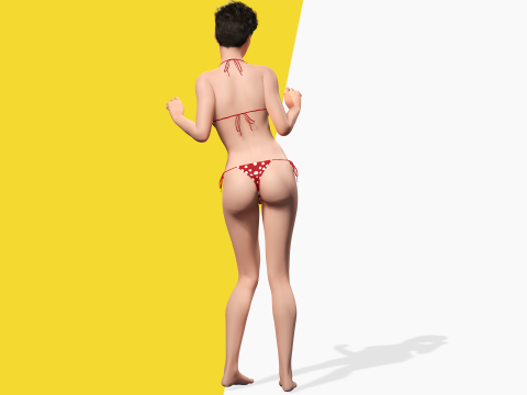 Short Hair Bikini Model Stylized 3D Female Character 3D Модель
