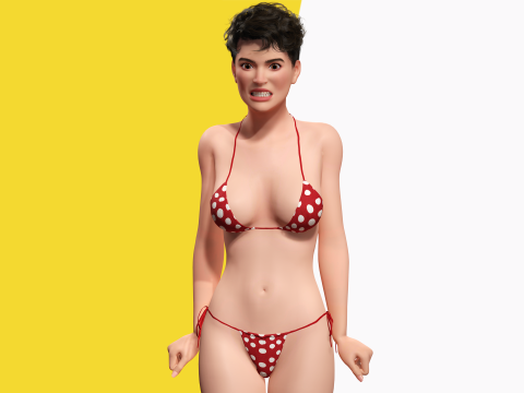 Short Hair Bikini Model Stylized 3D Female Character 3D Модель