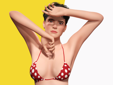 Short Hair Bikini Model Stylized 3D Female Character 3D Модель