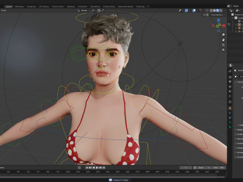 Short Hair Bikini Model Stylized 3D Female Character 3D Модель