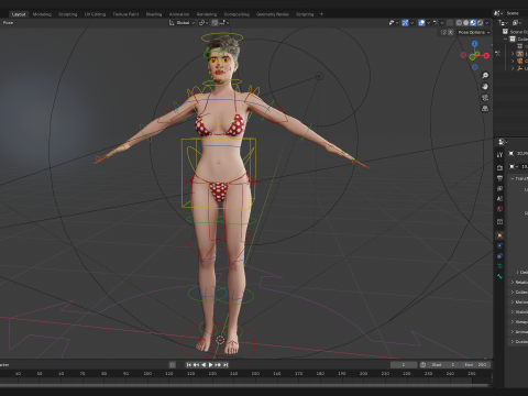 Short Hair Bikini Model Stylized 3D Female Character 3D Модель