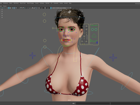 Short Hair Bikini Model Stylized 3D Female Character 3D Модель