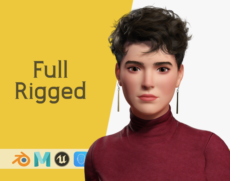 Confident and Modern Look Elegant Toon 3D Woman 3D Модель .c4d .max .obj .3ds .fbx .stl .blend