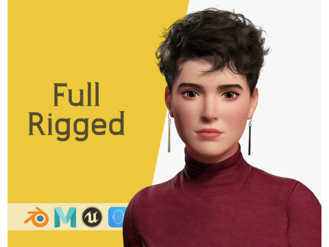 Confident and Modern Look Elegant Toon 3D Woman Model 3D