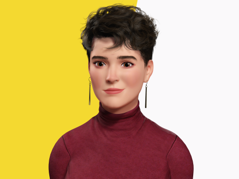 Confident and Modern Look Elegant Toon 3D Woman 3D Модель
