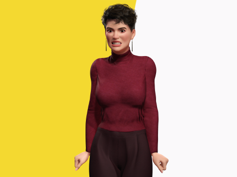 Confident and Modern Look Elegant Toon 3D Woman 3D Модель