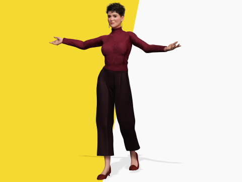 Confident and Modern Look Elegant Toon 3D Woman 3D Модель