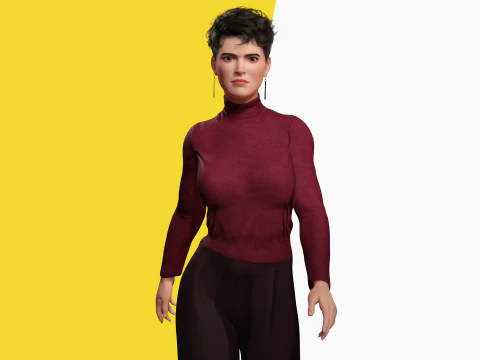 Confident and Modern Look Elegant Toon 3D Woman 3D Model