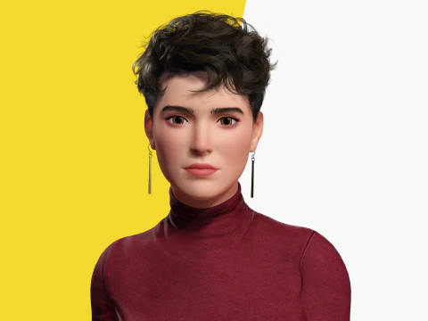 Confident and Modern Look Elegant Toon 3D Woman 3D Model