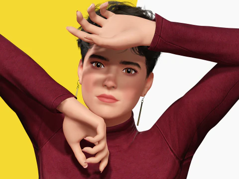 Confident and Modern Look Elegant Toon 3D Woman 3D Model