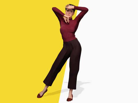 Confident and Modern Look Elegant Toon 3D Woman 3D Model