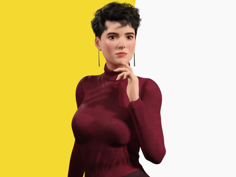 Confident and Modern Look Elegant Toon 3D Woman 3D Model