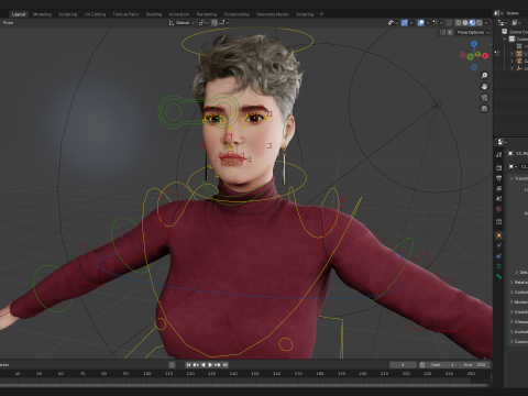 Confident and Modern Look Elegant Toon 3D Woman 3D Модель