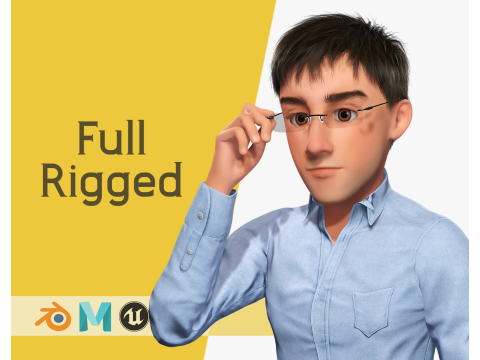Intellectual Look with Glasses Stylized Professional Male 3D Модель