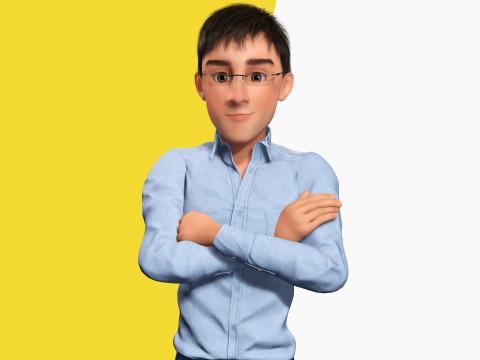 Intellectual Look with Glasses Stylized Professional Male Modello 3D
