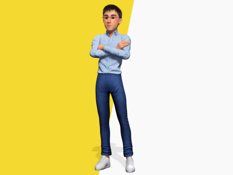 Intellectual Look with Glasses Stylized Professional Male Modello 3D