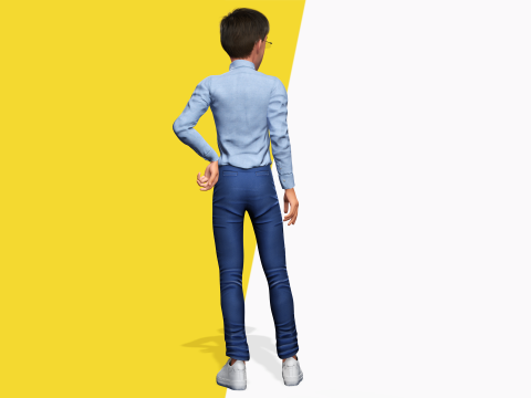 Intellectual Look with Glasses Stylized Professional Male Modello 3D