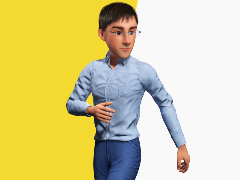 Intellectual Look with Glasses Stylized Professional Male Modello 3D