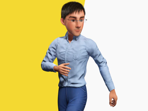 Intellectual Look with Glasses Stylized Professional Male 3D Model