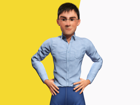 Intellectual Look with Glasses Stylized Professional Male Modello 3D
