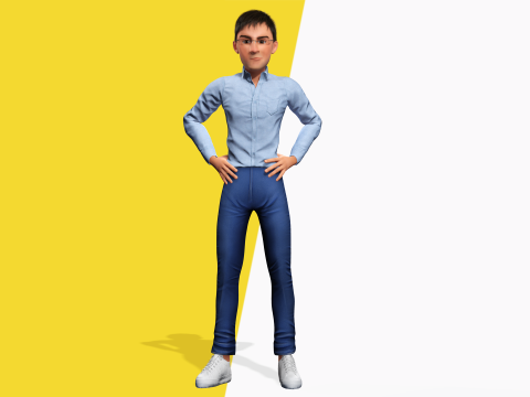 Intellectual Look with Glasses Stylized Professional Male Modello 3D