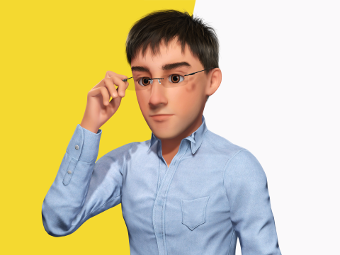 Intellectual Look with Glasses Stylized Professional Male Modello 3D