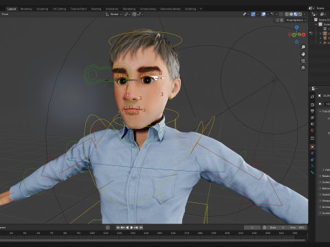 Intellectual Look with Glasses Stylized Professional Male Modello 3D