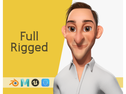 Quirky and Cheerful Rigged Toon 3D Smiling Man Modelo 3D