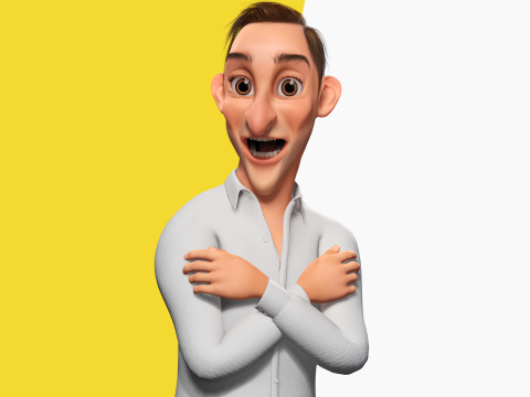 Quirky and Cheerful Rigged Toon 3D Smiling Man 3D Modell
