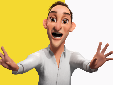 Quirky and Cheerful Rigged Toon 3D Smiling Man 3D Modell