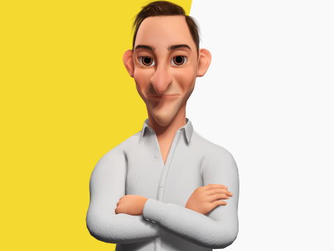 Quirky and Cheerful Rigged Toon 3D Smiling Man 3D Modell