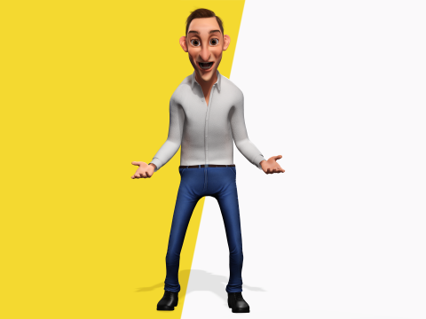 Quirky and Cheerful Rigged Toon 3D Smiling Man 3D Modell