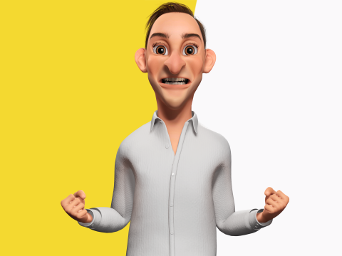 Quirky and Cheerful Rigged Toon 3D Smiling Man 3D Modell