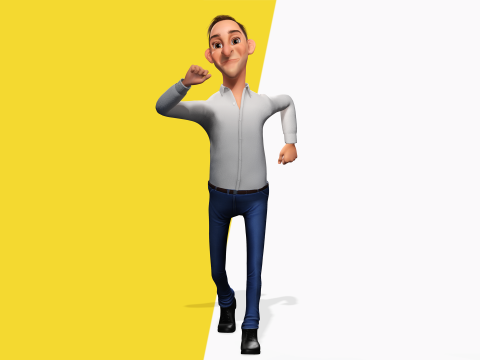 Quirky and Cheerful Rigged Toon 3D Smiling Man 3D Modell