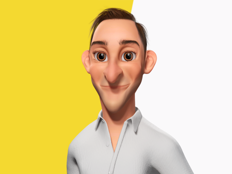 Quirky and Cheerful Rigged Toon 3D Smiling Man 3D Modell