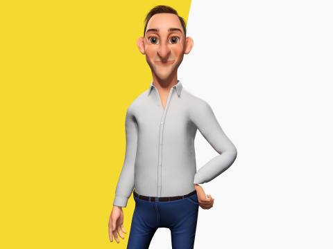 Quirky and Cheerful Rigged Toon 3D Smiling Man 3D Modell
