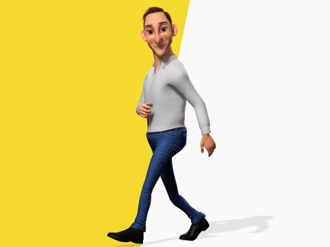 Quirky and Cheerful Rigged Toon 3D Smiling Man 3D Modell