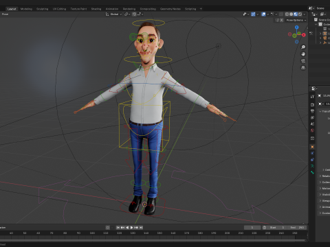 Quirky and Cheerful Rigged Toon 3D Smiling Man 3D Modell